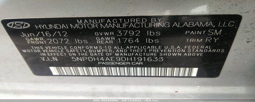 5NPDH4AE9DH191633 2013 HYUNDAI ELANTRA photo no. 9