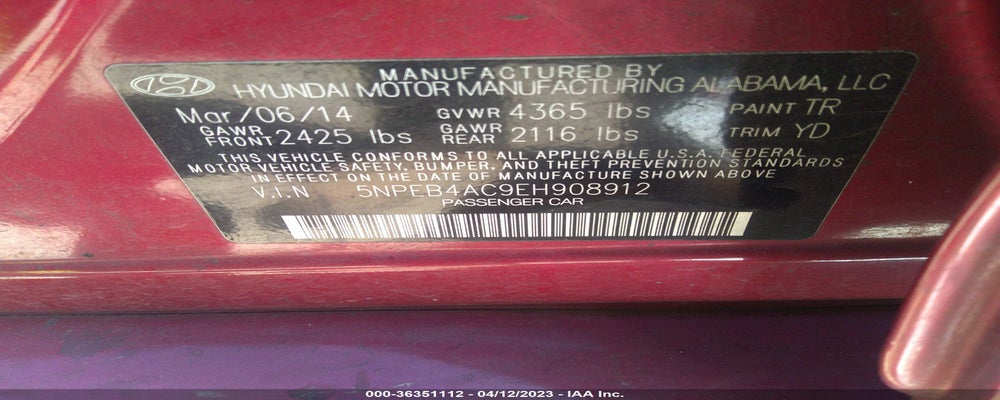5NPEB4AC9EH908912 2014 HYUNDAI SONATA photo no. 9