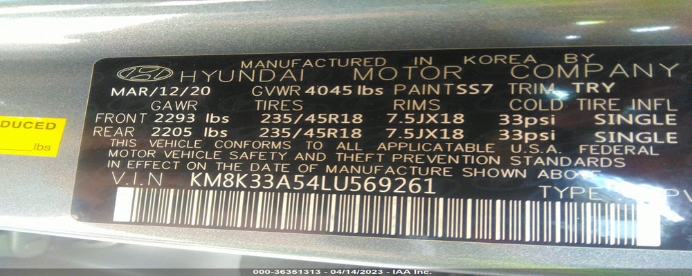 KM8K33A54LU569261 2020 HYUNDAI KONA photo no. 9