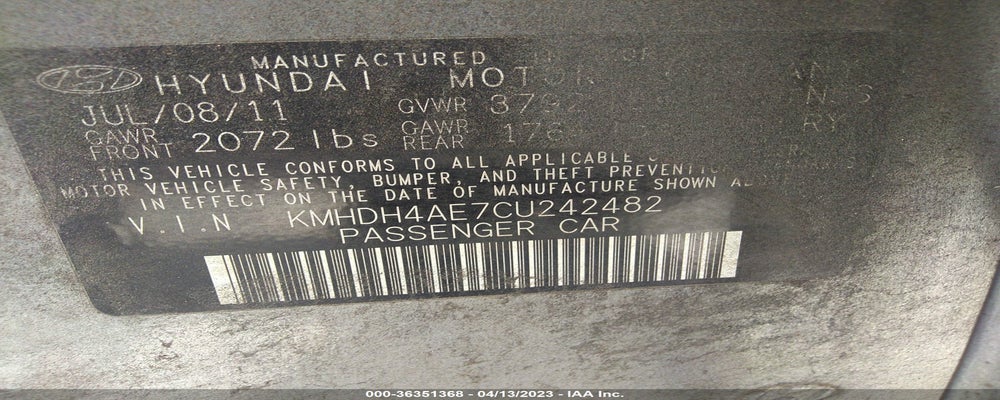 KMHDH4AE7CU242482 2012 HYUNDAI ELANTRA photo no. 9
