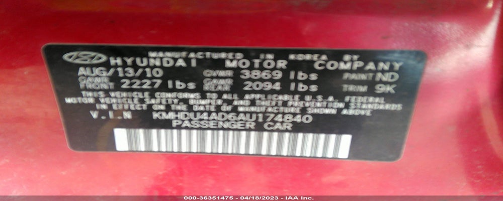 KMHDU4AD6AU174840 2010 HYUNDAI ELANTRA photo no. 9