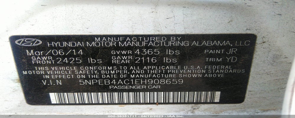 5NPEB4AC1EH908659 2014 HYUNDAI SONATA photo no. 9