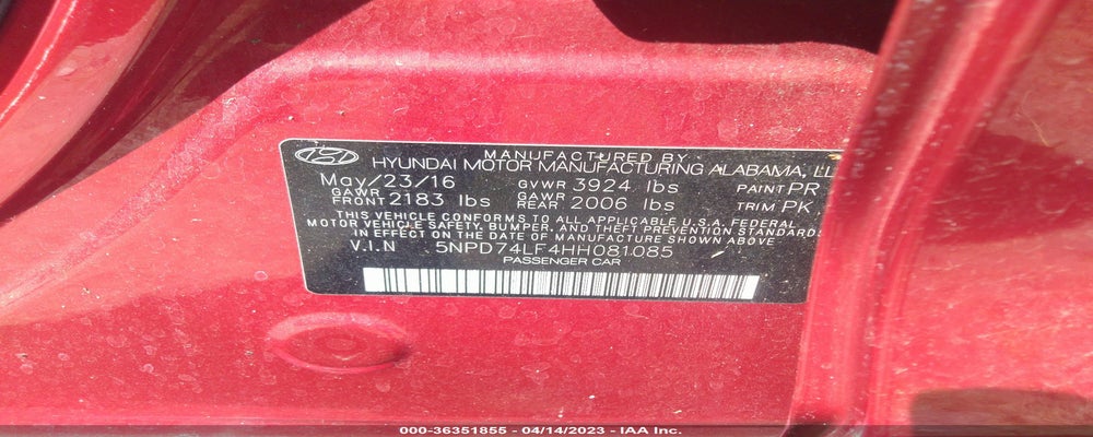 5NPD74LF4HH081085 2017 HYUNDAI ELANTRA photo no. 9
