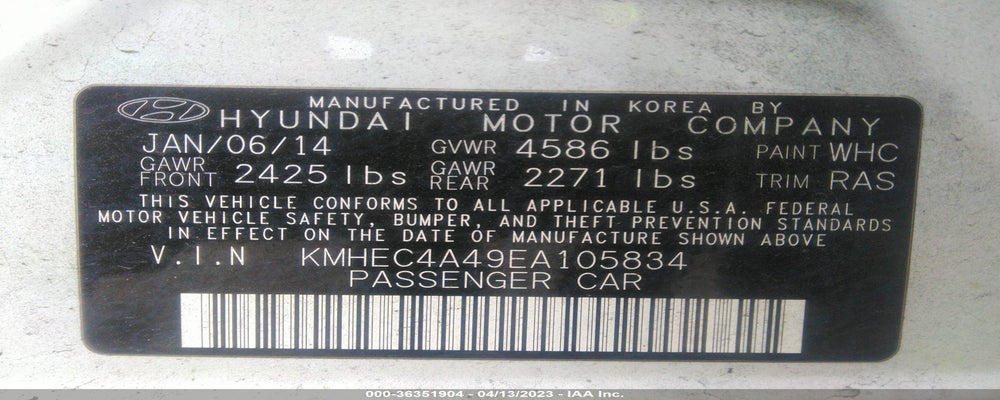 KMHEC4A49EA105834 2014 HYUNDAI SONATA photo no. 9