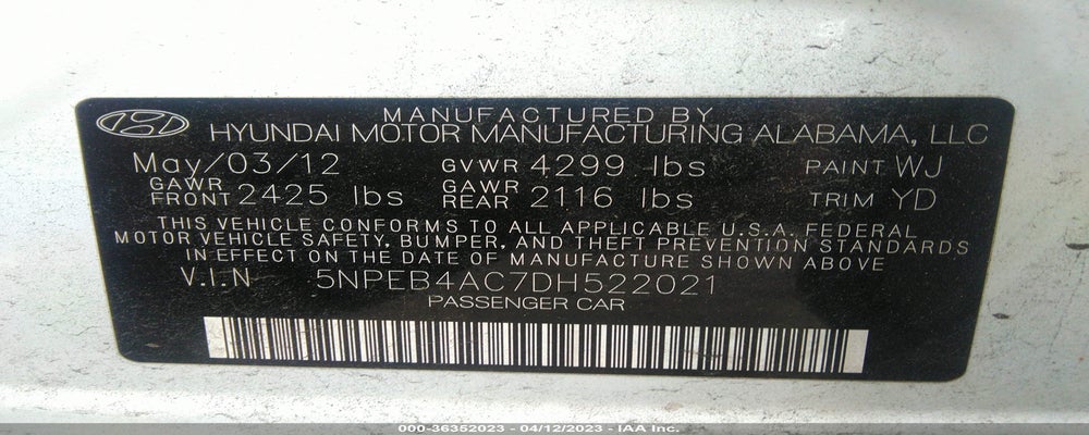 5NPEB4AC7DH522021 2013 HYUNDAI SONATA photo no. 9