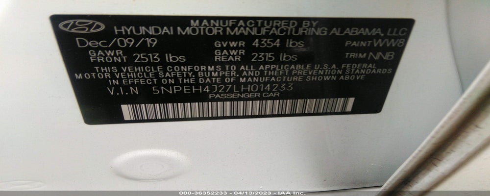 5NPEH4J27LH014233 2020 HYUNDAI SONATA photo no. 9