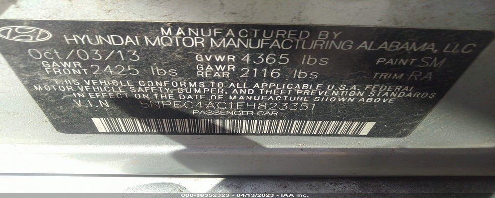 5NPEC4AC1EH823351 2014 HYUNDAI SONATA photo no. 9