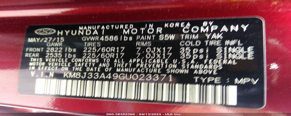 KM8J33A49GU023371 2016 HYUNDAI TUCSON photo no. 9