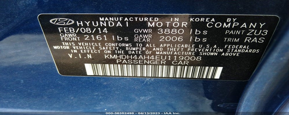 KMHDH4AH4EU119008 2014 HYUNDAI ELANTRA photo no. 9
