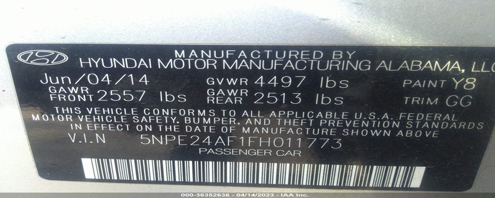 5NPE24AF1FH011773 2015 HYUNDAI SONATA photo no. 9