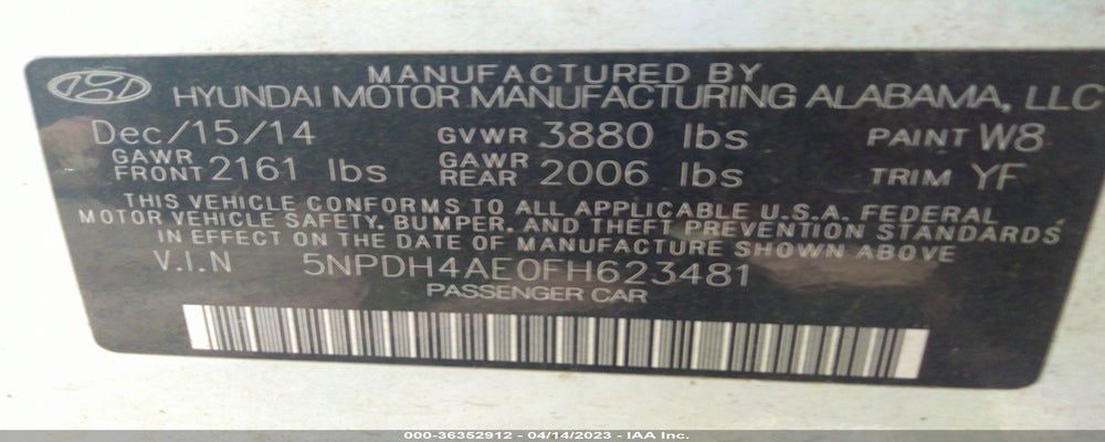 5NPDH4AE0FH623481 2015 HYUNDAI ELANTRA photo no. 9