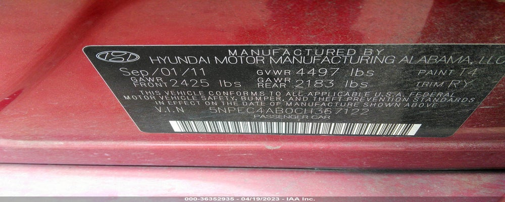5NPEC4AB0CH367122 2012 HYUNDAI SONATA photo no. 9