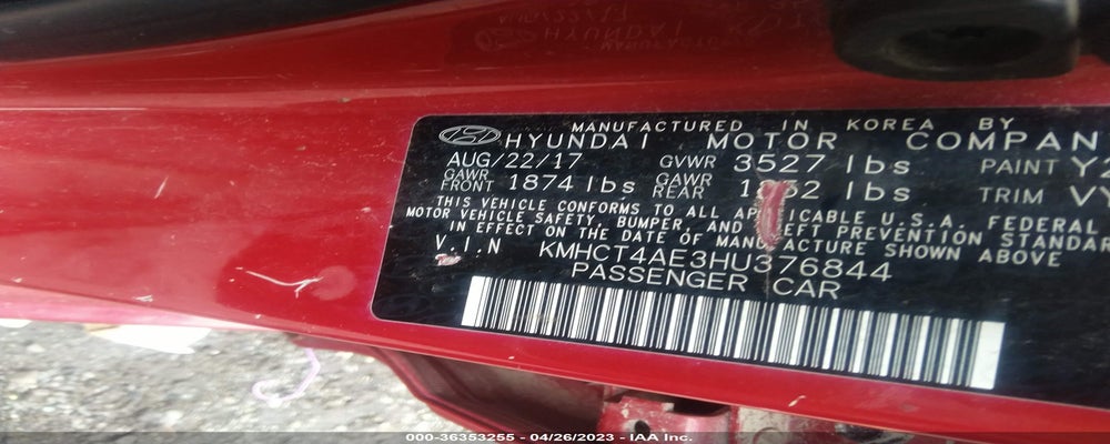 KMHCT4AE3HU376844 2017 HYUNDAI ACCENT photo no. 9