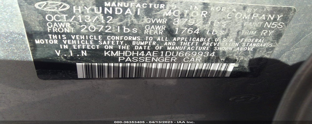 KMHDH4AE1DU669934 2013 HYUNDAI ELANTRA photo no. 9