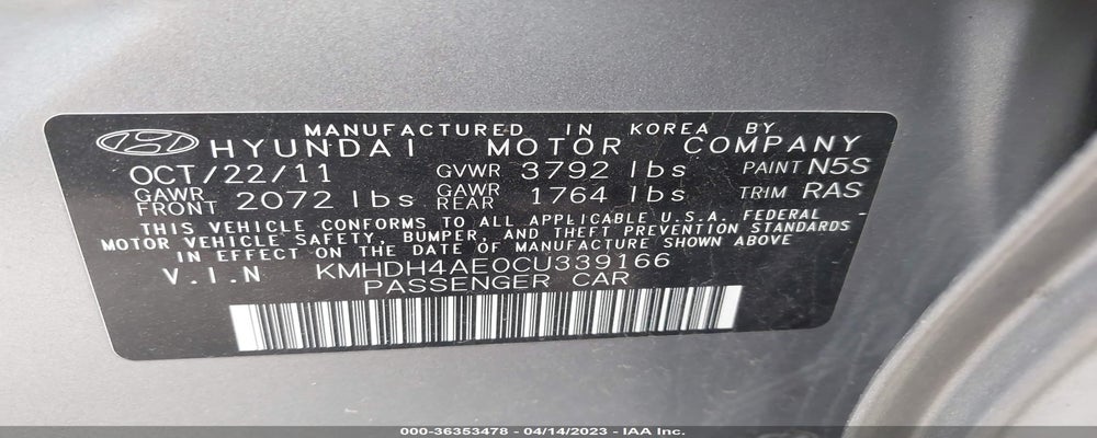 KMHDH4AE0CU339166 2012 HYUNDAI ELANTRA photo no. 9