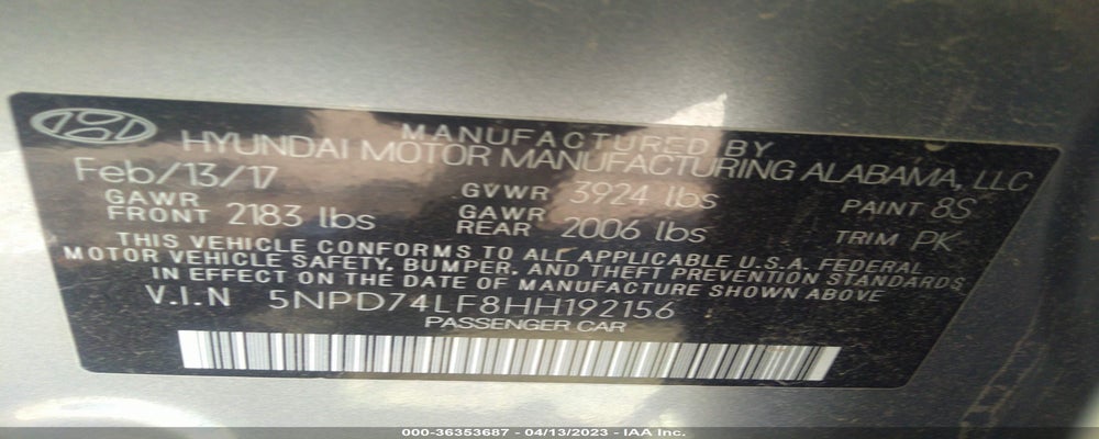 5NPD74LF8HH192156 2017 HYUNDAI ELANTRA photo no. 9