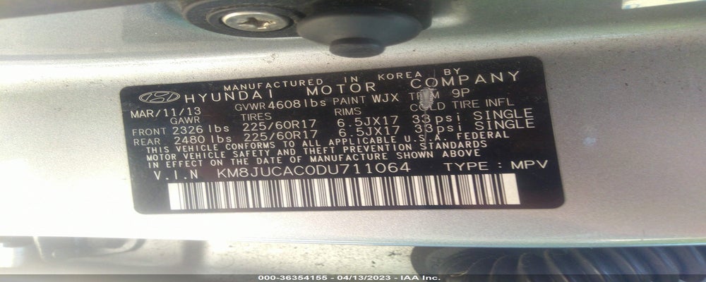 KM8JUCAC0DU711064 2013 HYUNDAI TUCSON photo no. 9