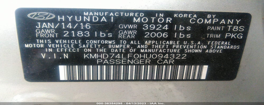 KMHD74LF0HU094322 2017 HYUNDAI ELANTRA photo no. 9