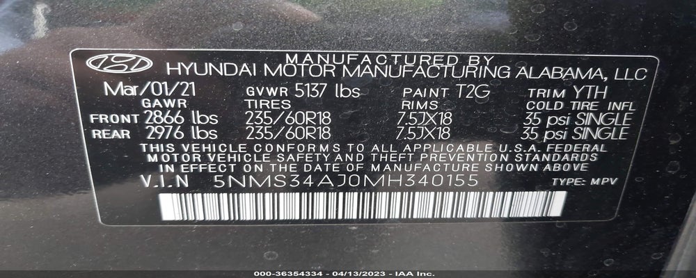 5NMS34AJ0MH340155 2021 HYUNDAI SANTA FE photo no. 9