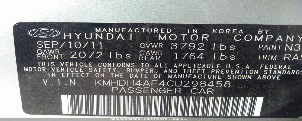 KMHDH4AE4CU298458 2012 HYUNDAI ELANTRA photo no. 9