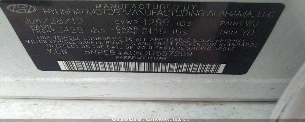 5NPEB4AC6DH557259 2013 HYUNDAI SONATA photo no. 9