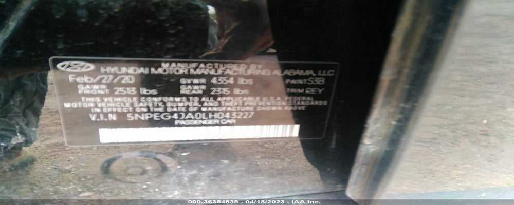 5NPEG4JA0LH043227 2020 HYUNDAI SONATA photo no. 9