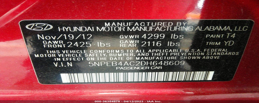 5NPEB4AC2DH648609 2013 HYUNDAI SONATA photo no. 9