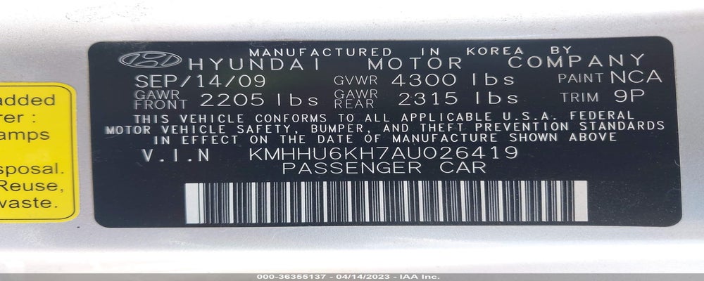KMHHU6KH7AU026419 2010 HYUNDAI GENESIS COUPE photo no. 9