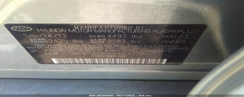 5NPEC4AB2DH604775 2013 HYUNDAI SONATA photo no. 9