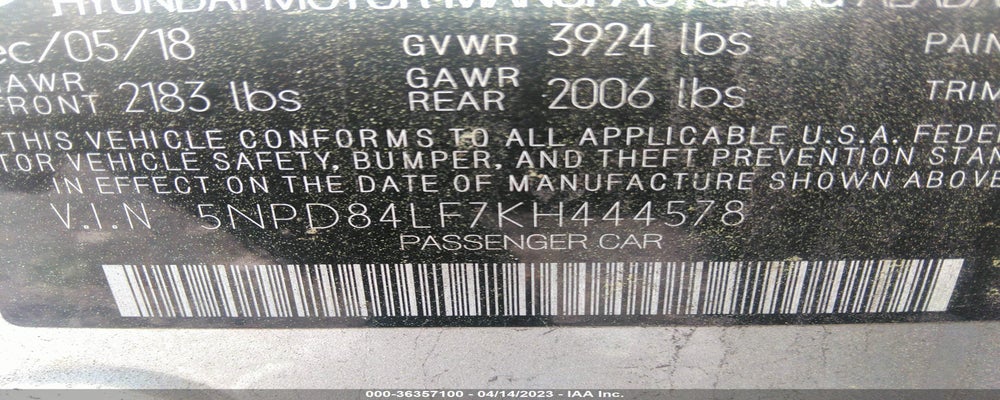 5NPD84LF7KH444578 2019 HYUNDAI ELANTRA photo no. 9
