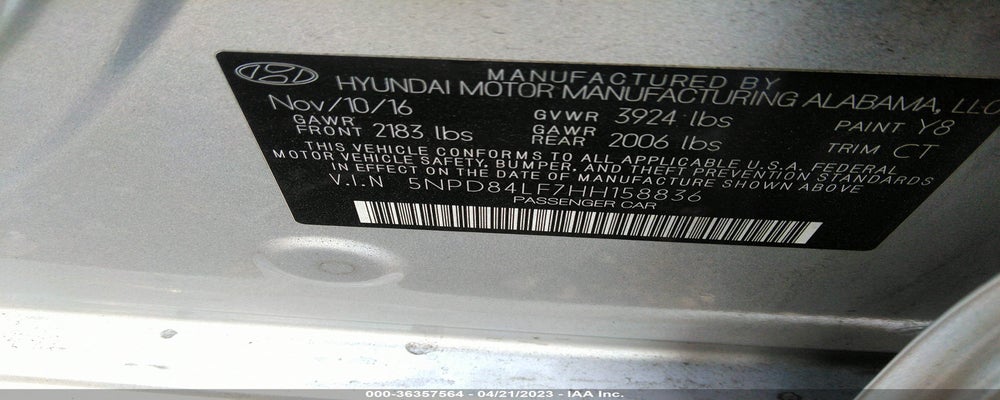 5NPD84LF7HH158836 2017 HYUNDAI ELANTRA photo no. 9