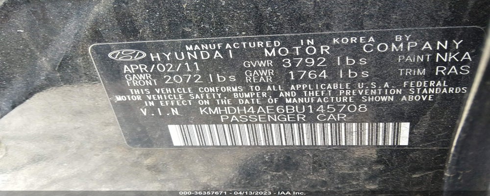 KMHDH4AE6BU145708 2011 HYUNDAI ELANTRA photo no. 9