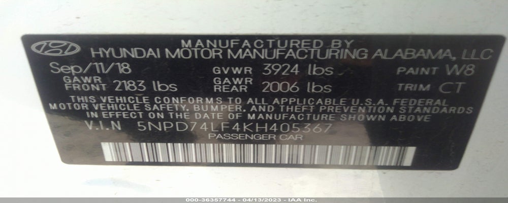 5NPD74LF4KH405367 2019 HYUNDAI ELANTRA photo no. 9