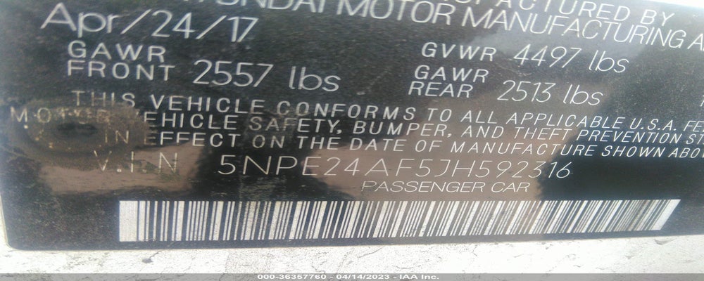 5NPE24AF5JH592316 2018 HYUNDAI SONATA photo no. 9