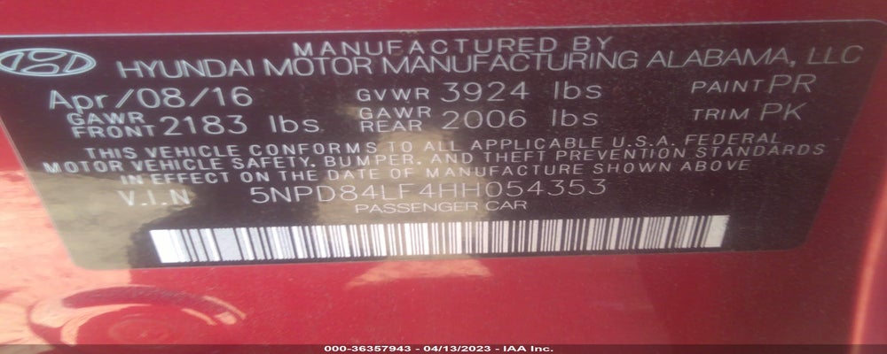 5NPD84LF4HH054353 2017 HYUNDAI ELANTRA photo no. 9