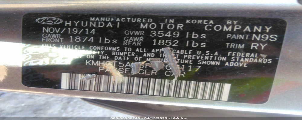 KMHCT5AE6FU208117 2015 HYUNDAI ACCENT photo no. 9