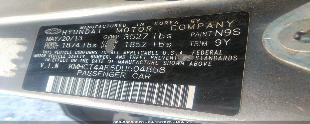 KMHCT4AE6DU504858 2013 HYUNDAI ACCENT photo no. 9