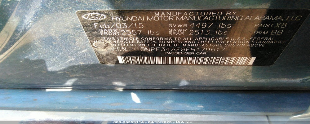 5NPE34AF8FH179617 2015 HYUNDAI SONATA photo no. 9