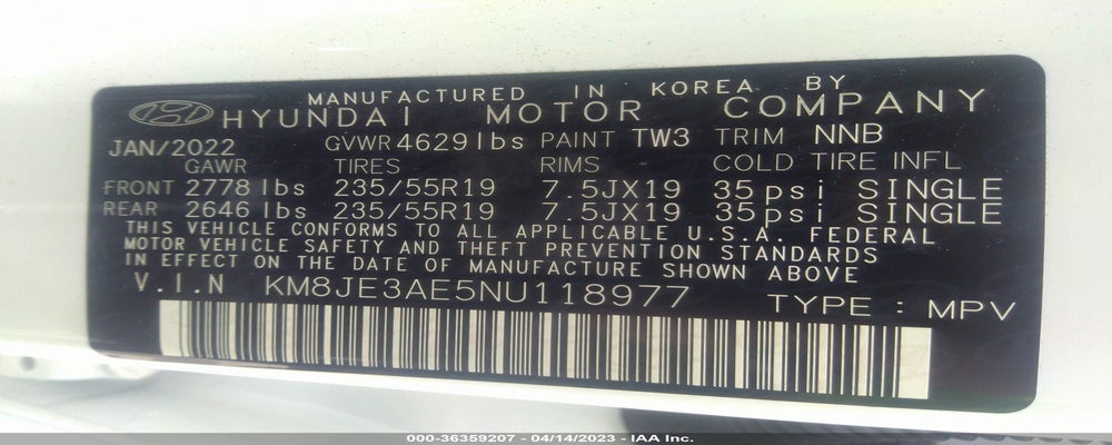 KM8JE3AE5NU118977 2022 HYUNDAI TUCSON photo no. 9