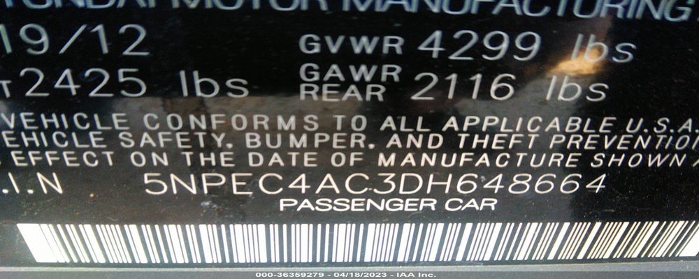 5NPEC4AC3DH648664 2013 HYUNDAI SONATA photo no. 9