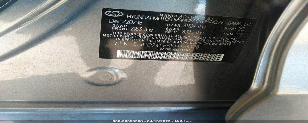 5NPD74LF5KH454108 2019 HYUNDAI ELANTRA photo no. 9