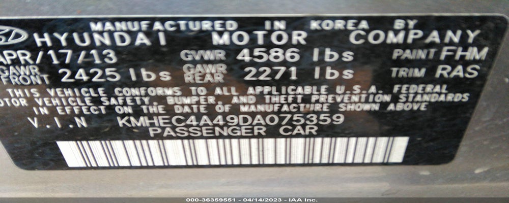 KMHEC4A49DA075359 2013 HYUNDAI SONATA photo no. 9