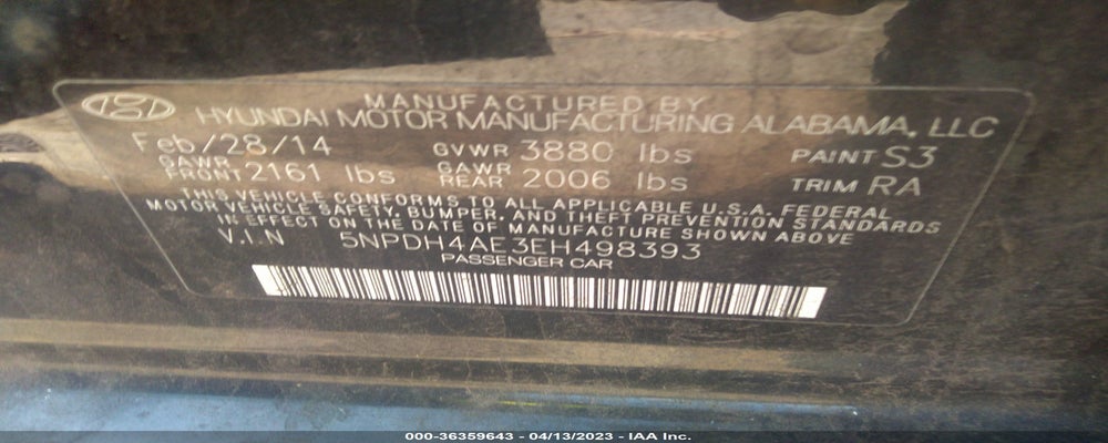 5NPDH4AE3EH498393 2014 HYUNDAI ELANTRA photo no. 9