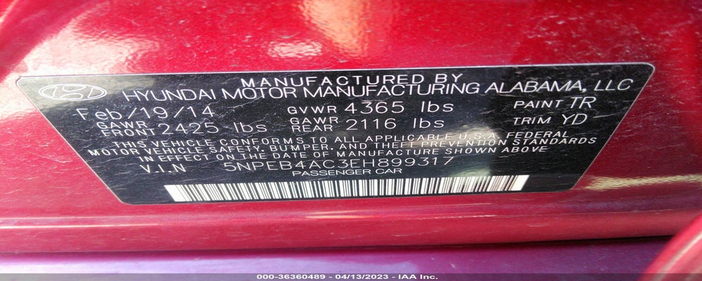 5NPEB4AC3EH899317 2014 HYUNDAI SONATA photo no. 9