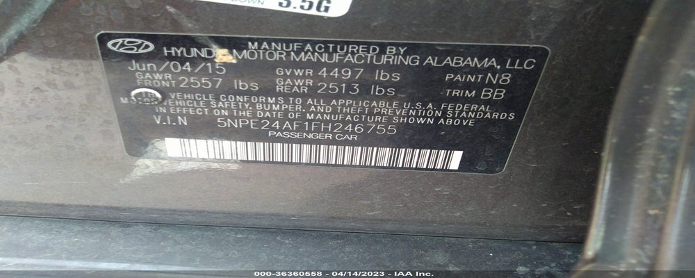 5NPE24AF1FH246755 2015 HYUNDAI SONATA photo no. 9