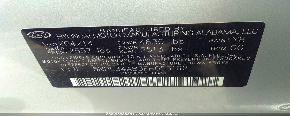 5NPE34AB3FH053162 2015 HYUNDAI SONATA photo no. 9