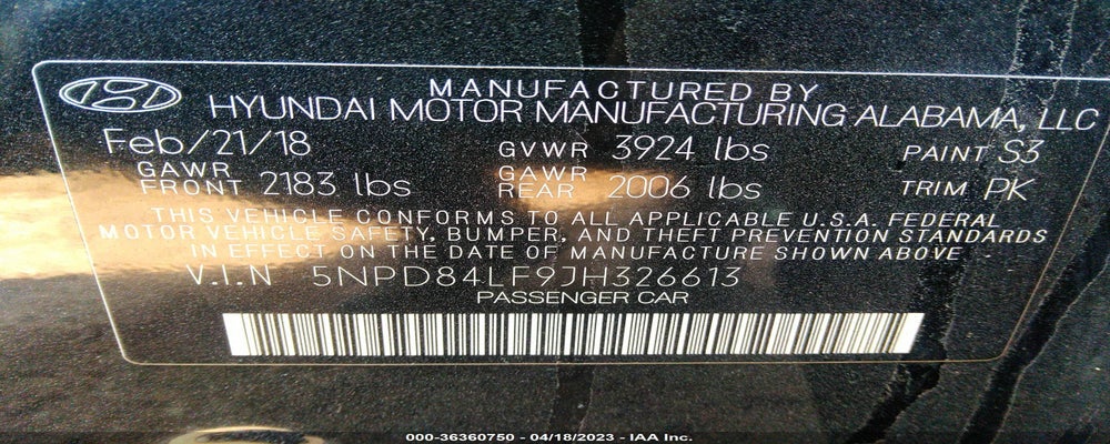 5NPD84LF9JH326613 2018 HYUNDAI ELANTRA photo no. 9