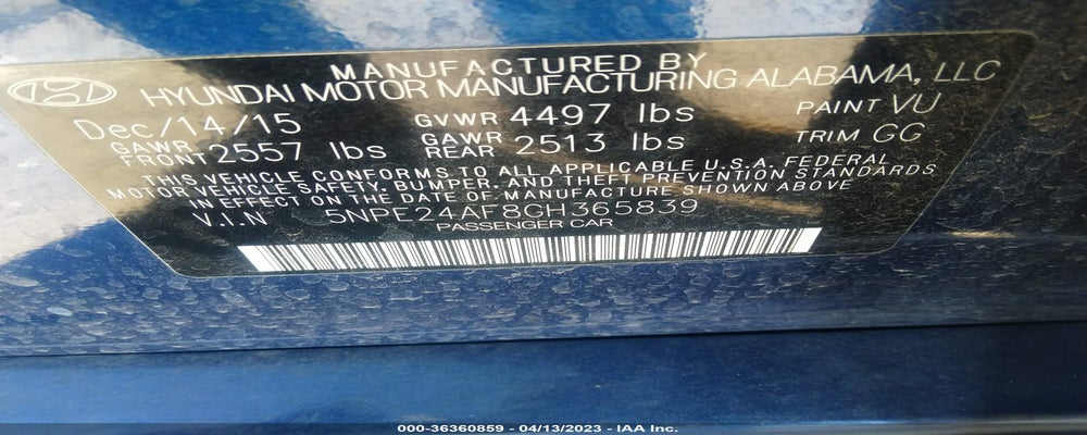 5NPE24AF8GH365839 2016 HYUNDAI SONATA photo no. 9