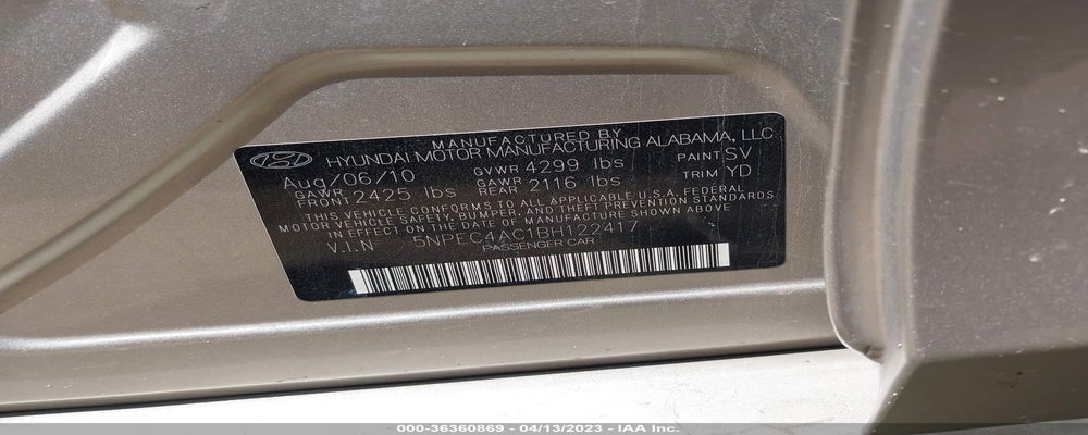 5NPEC4AC1BH122417 2011 HYUNDAI SONATA photo no. 9