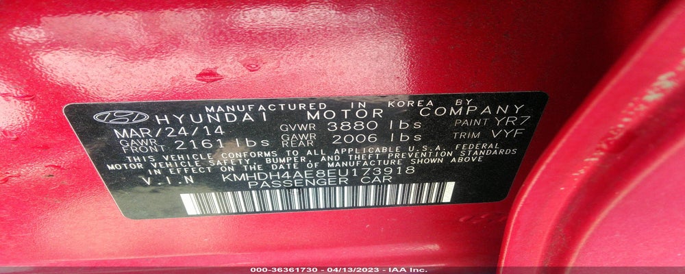 KMHDH4AE8EU173918 2014 HYUNDAI ELANTRA photo no. 9